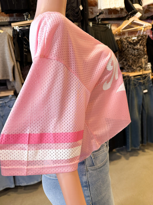 Mexico Lace Crop Jersey (Pink)