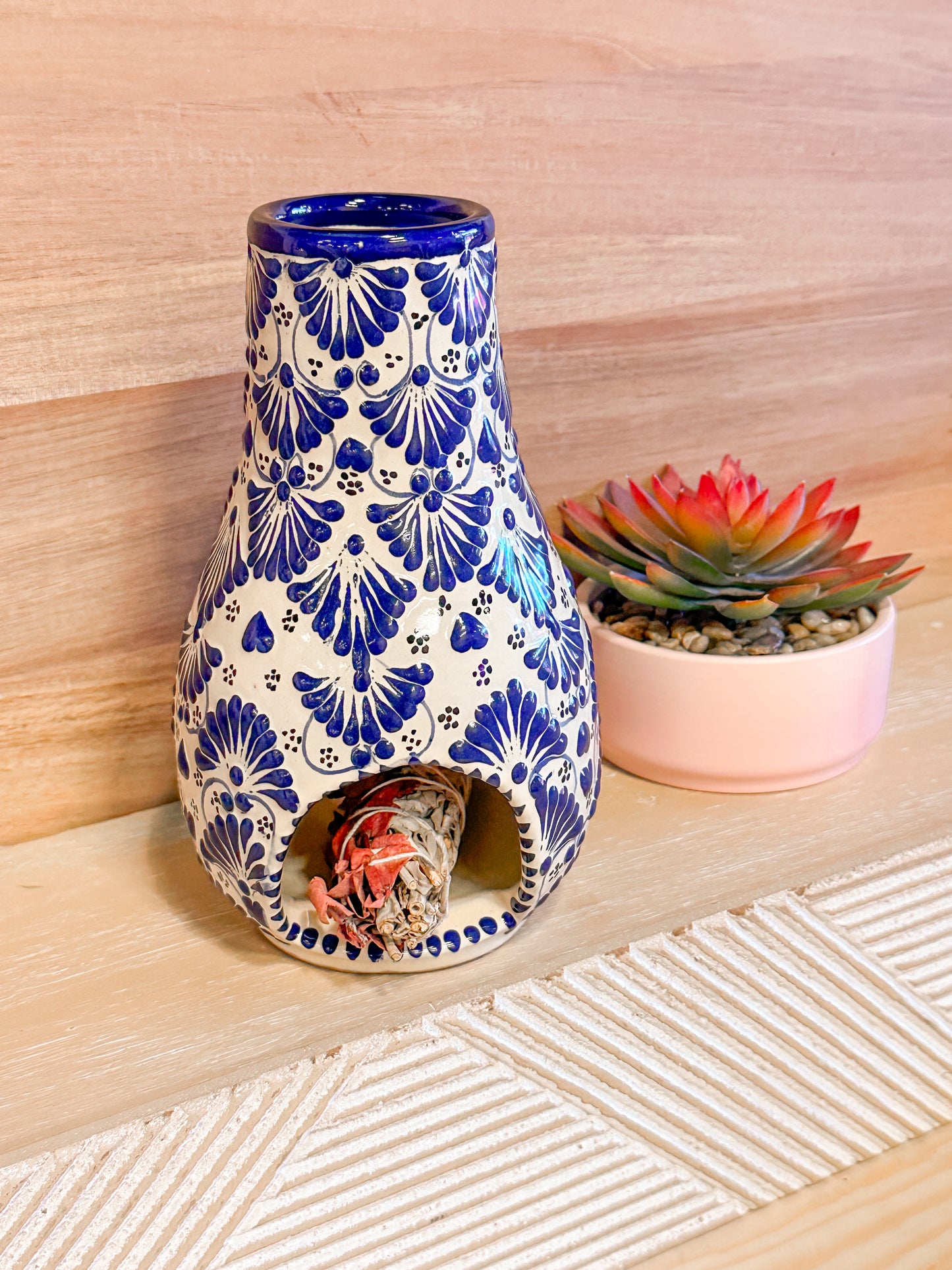 Talavera Medium Chimenea Incense Burner (Blue)