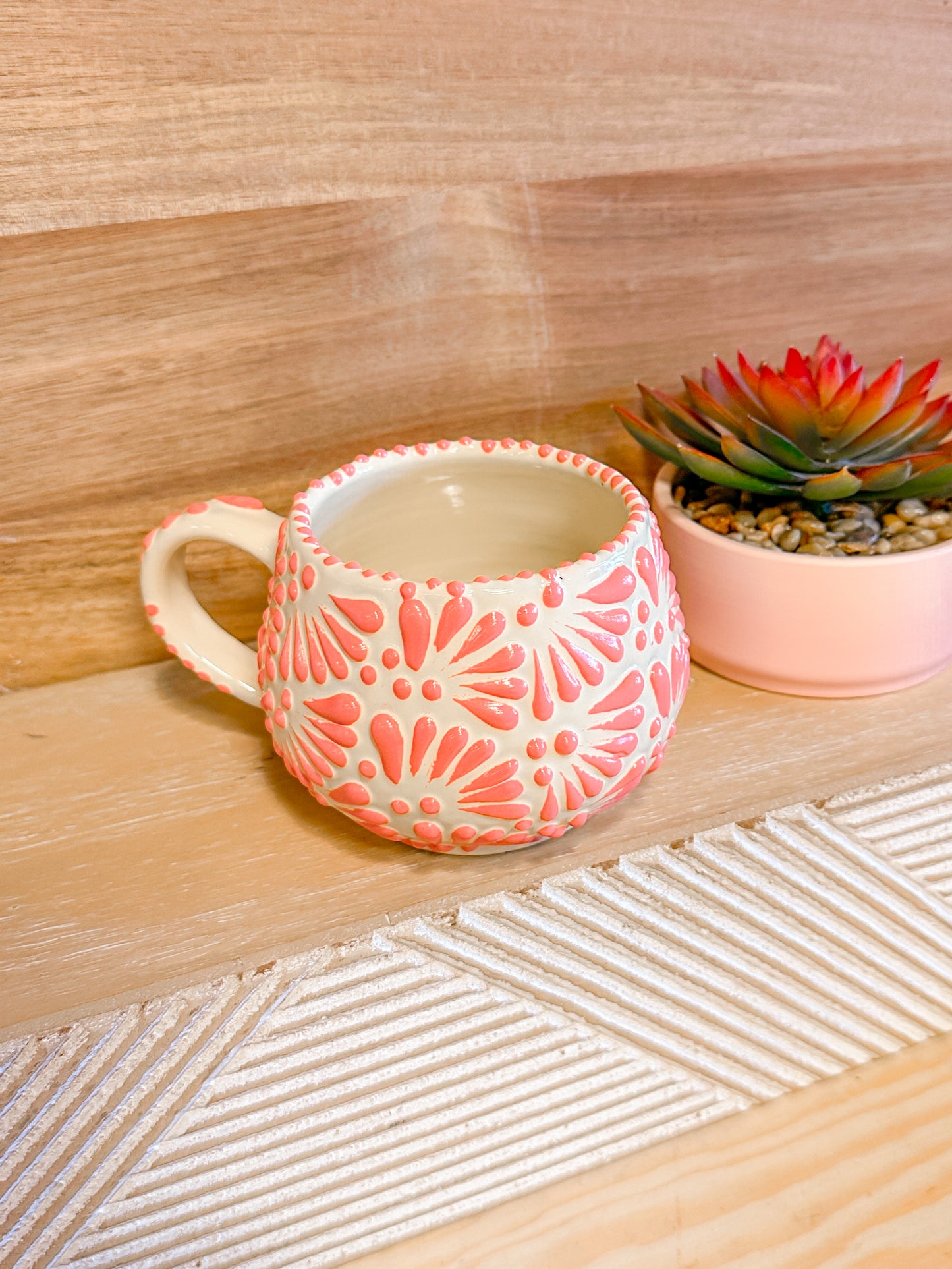 Talavera Low Regular Mug (Dusty Rose & Cream)