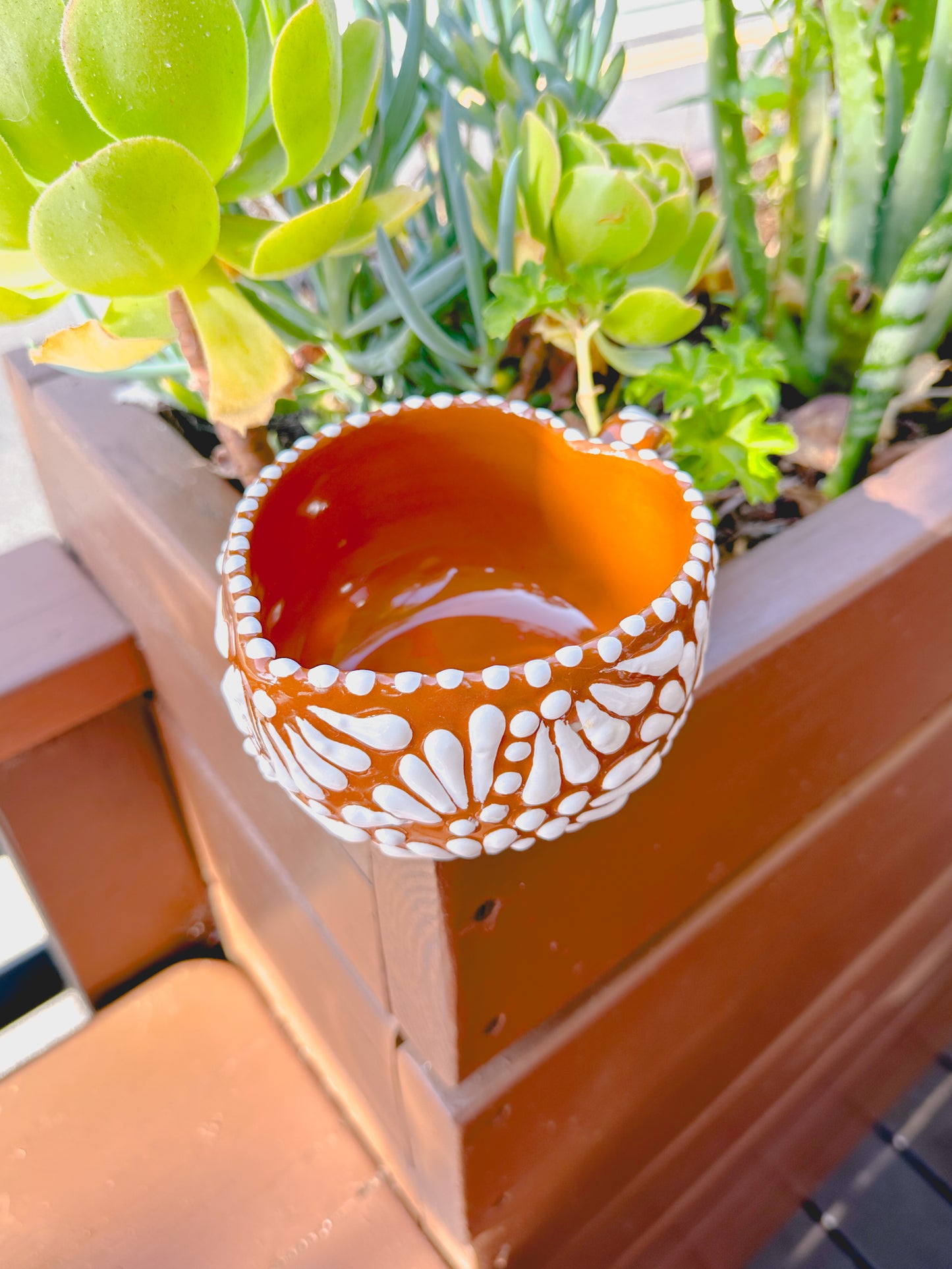 Talavera Heart Mug (Brown & White )