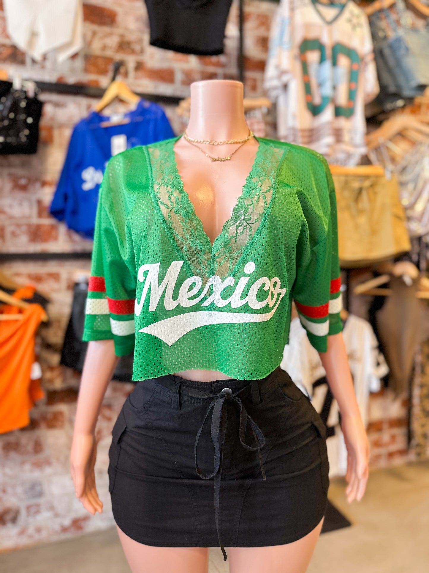 Mexico Lace Crop Jersey (Green) (Pre-order shipping 10/5/25)