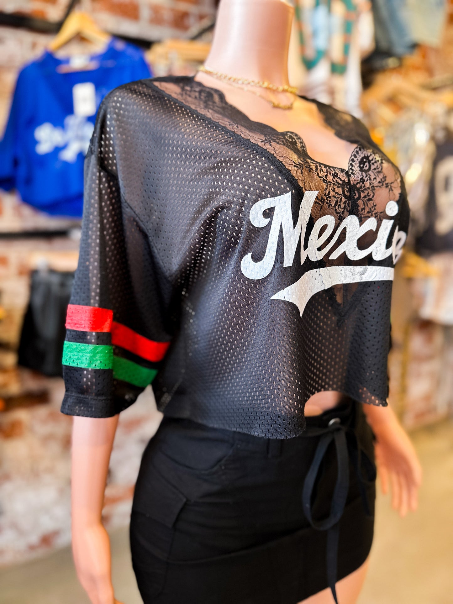 Mexico Lace Crop Jersey (Black) (Pre-order shipping in 10/5/25)