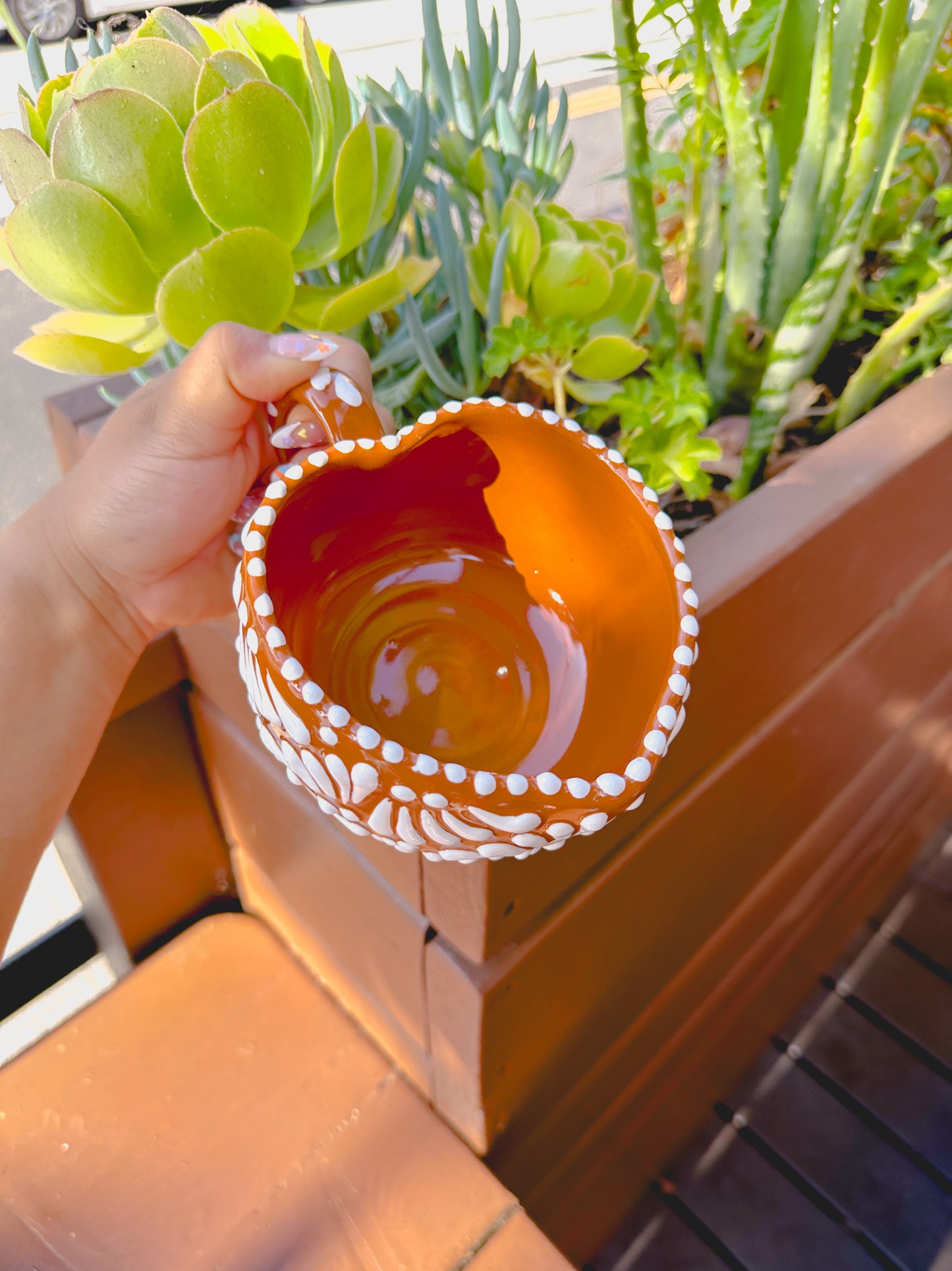 Talavera Heart Mug (Brown & White )