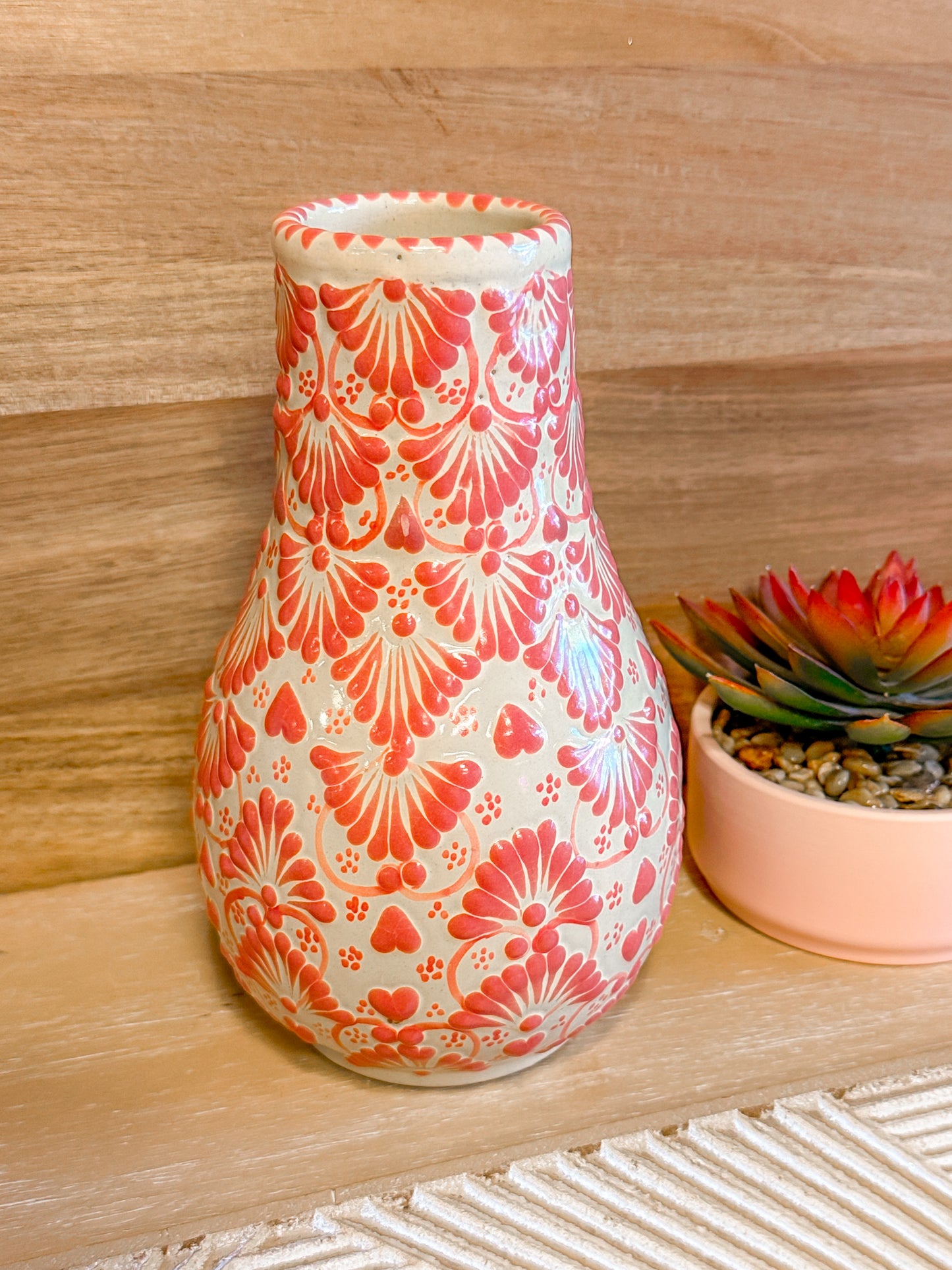 Talavera Medium Chimenea Incense Burner (Dusty Rose & Cream)