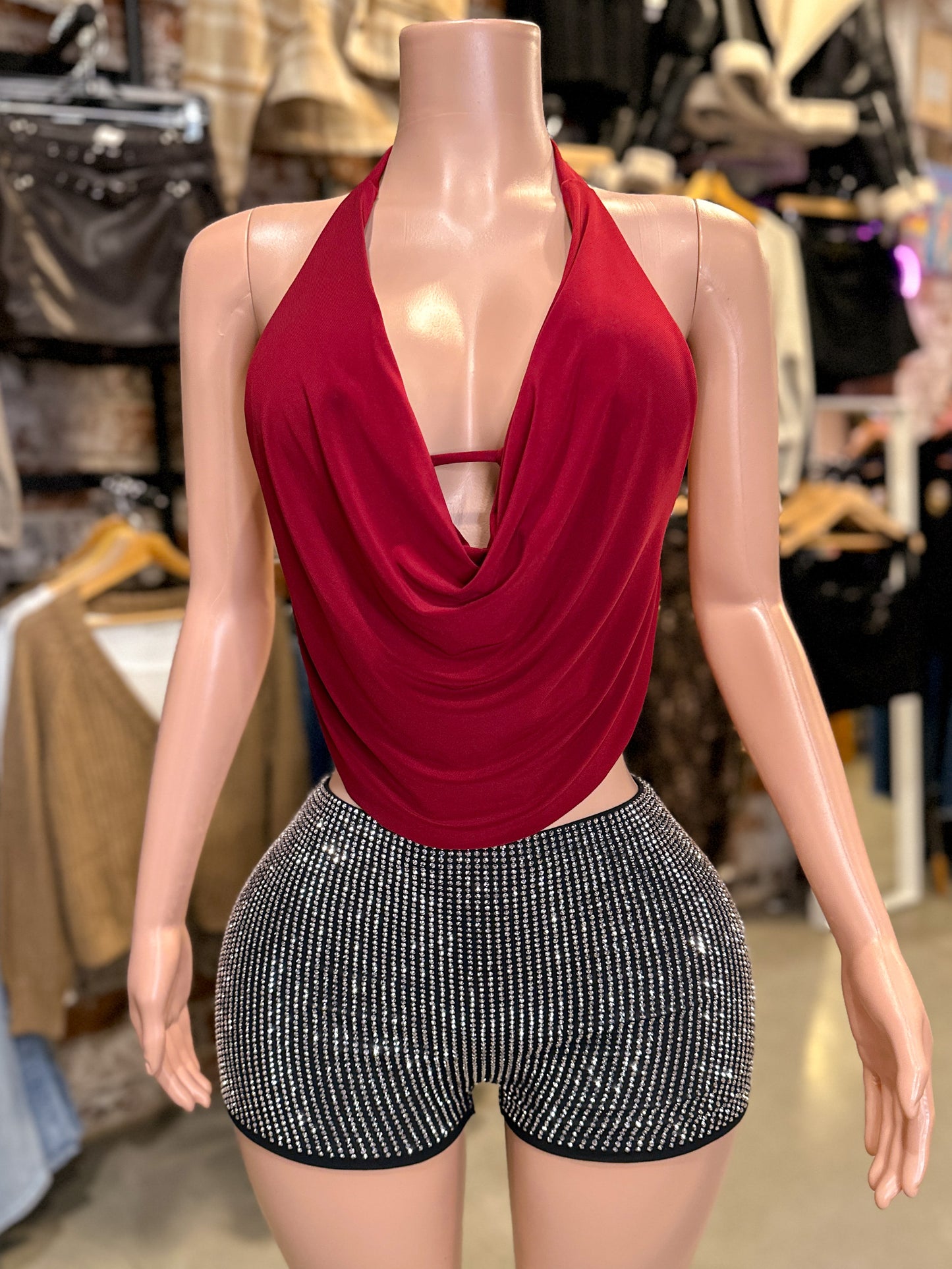 Rhinestone Metal Shorts