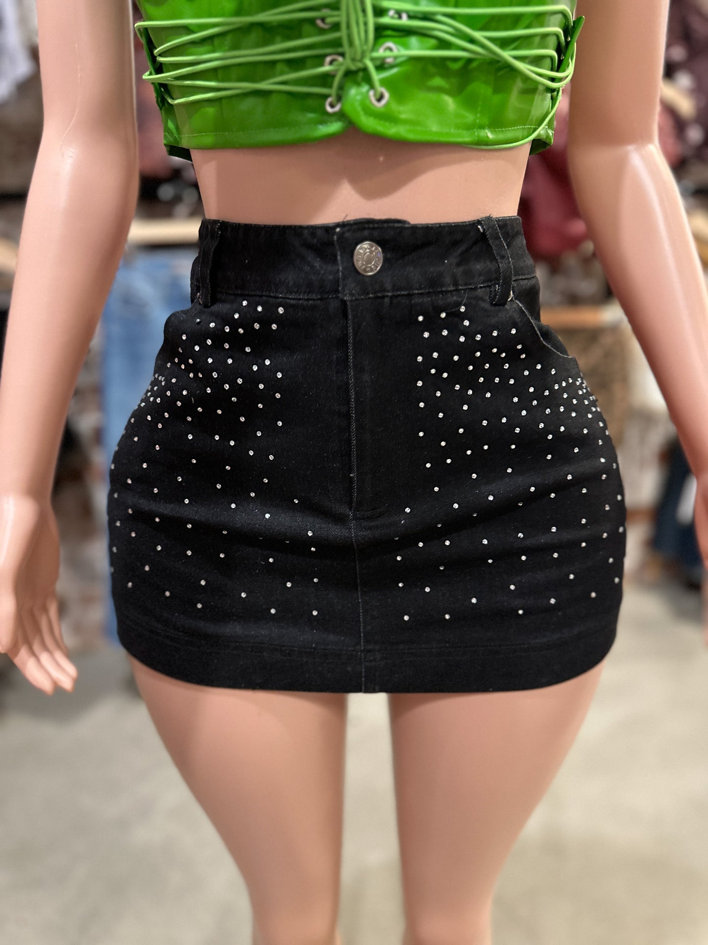 Rhinestone Black Skirt