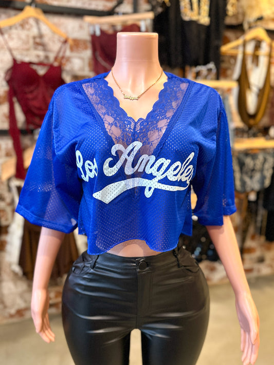 LA Royal Blue Lace Crop Jersey