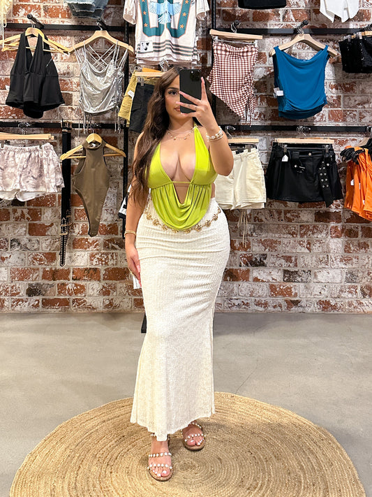 Backless Halter Top (Lime)
