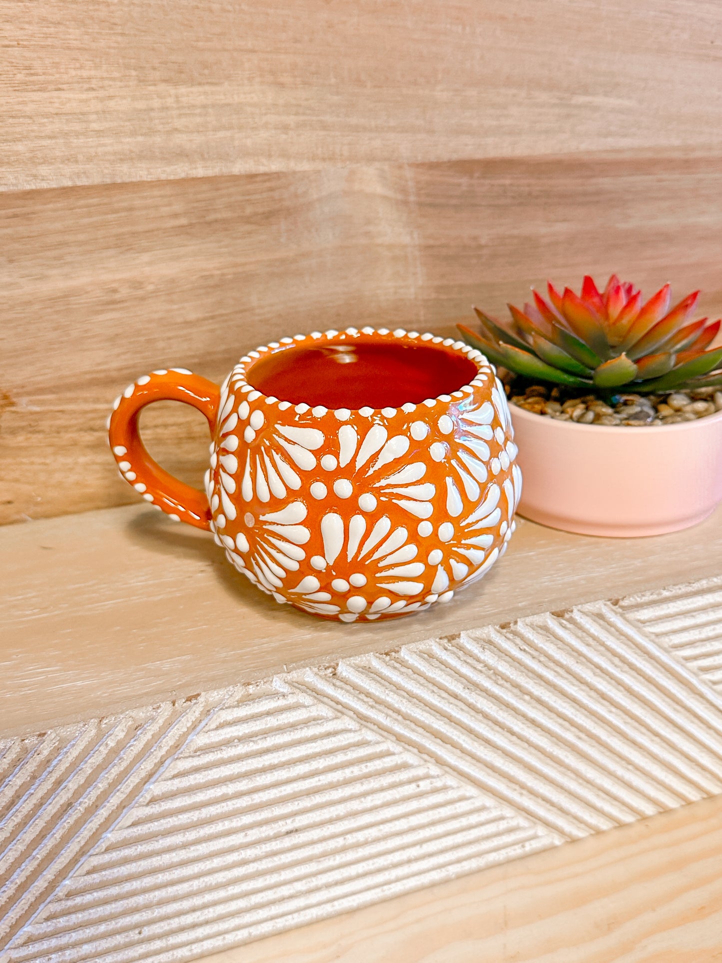Talavera Low Regular Mugs (Brown & White)