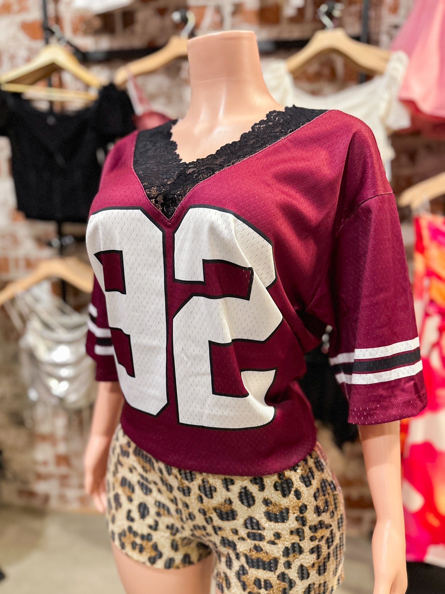 Burgundy Lace Jersey