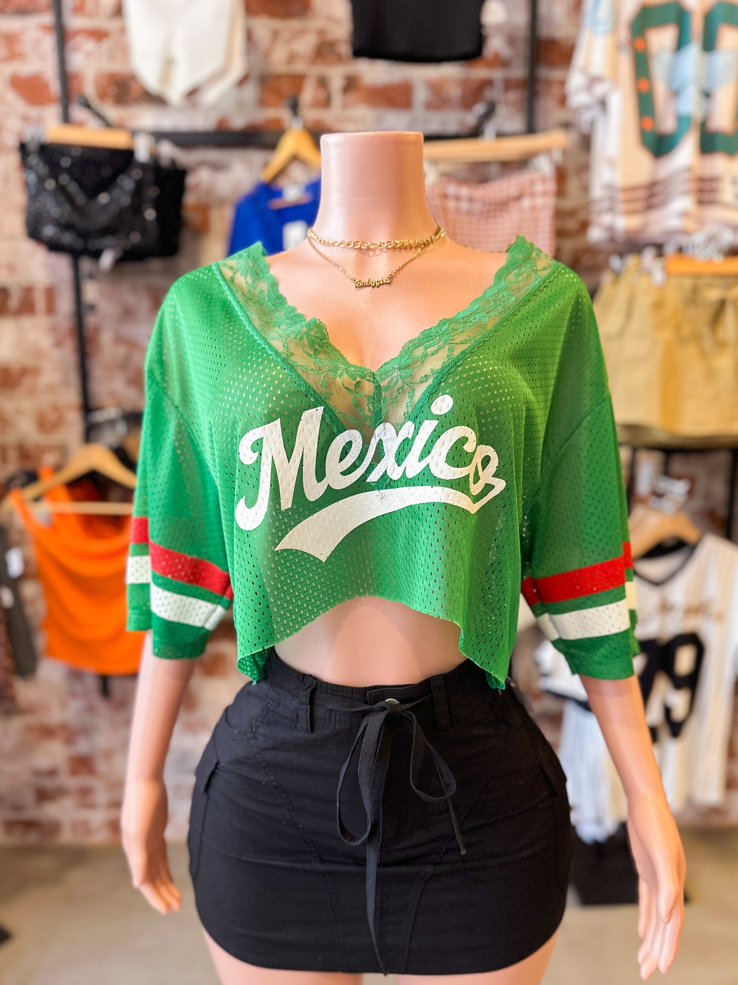Mexico Lace Crop Jersey (Green) (Pre-order shipping 10/5/25)