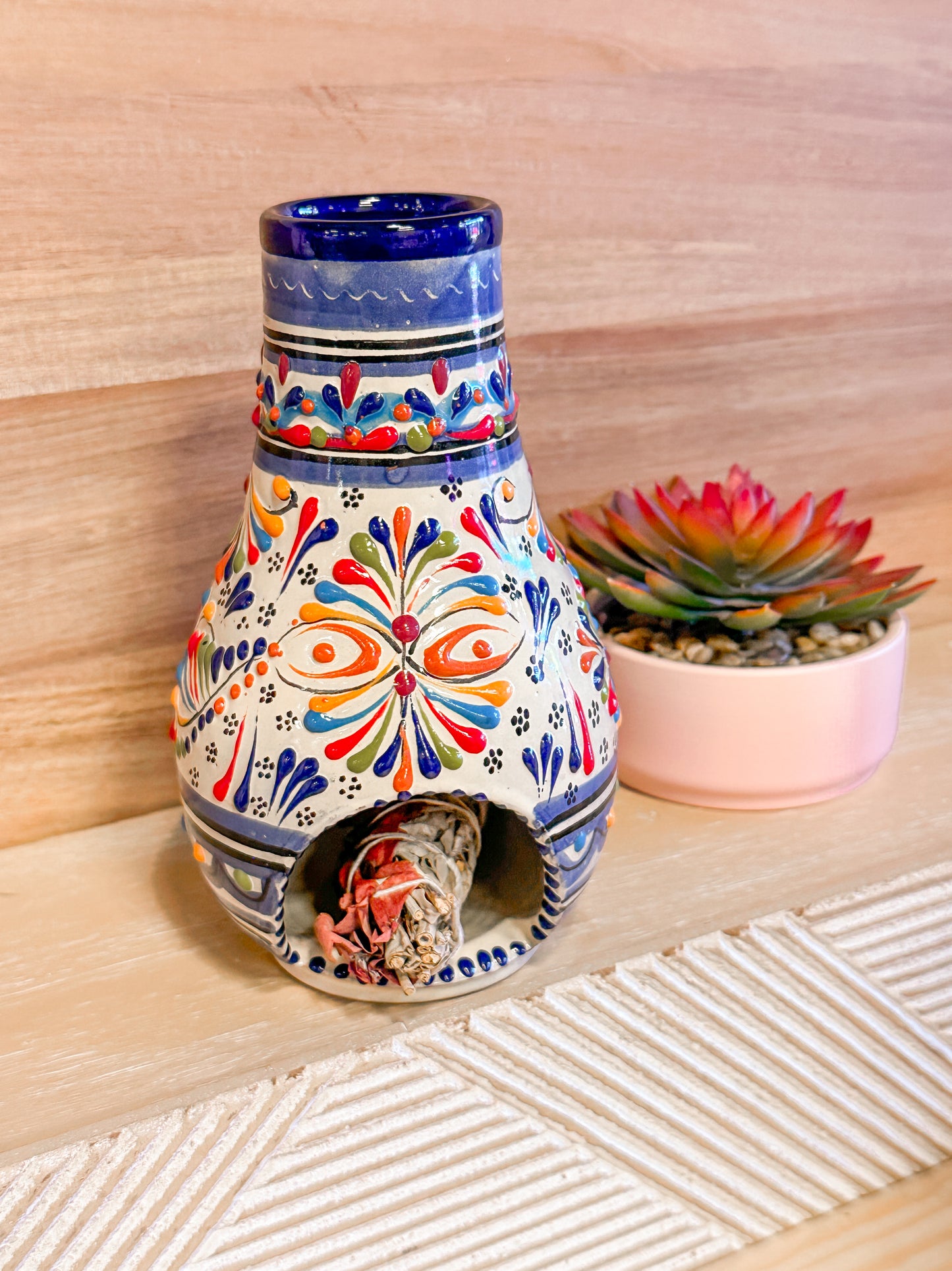 Talavera Medium Chimenea Incense Burner (Fiesta)