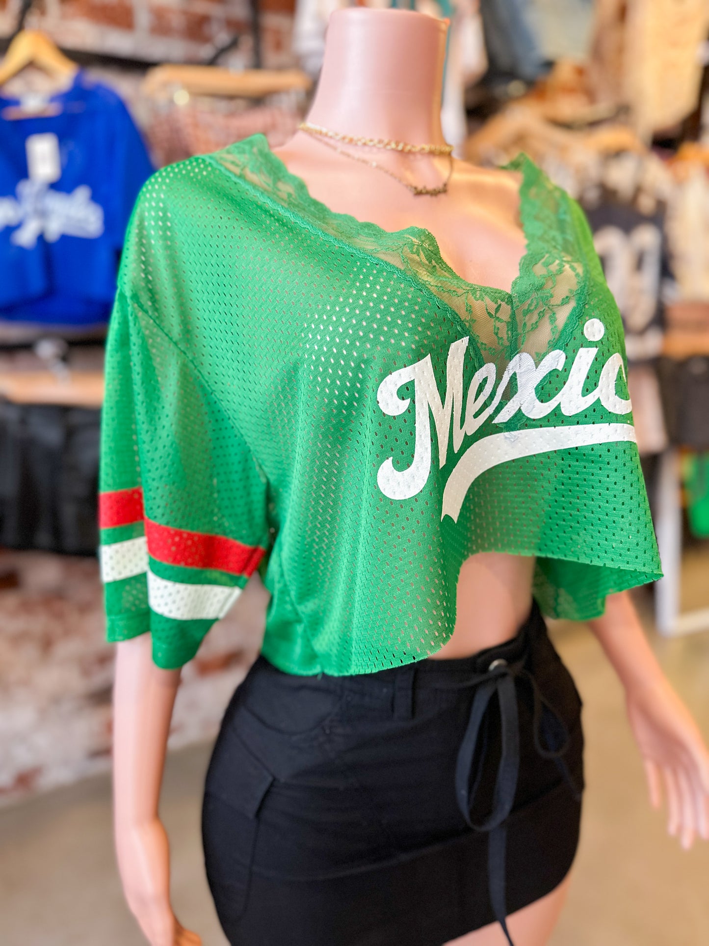 Mexico Lace Crop Jersey (Green) (Pre-order shipping 10/5/25)
