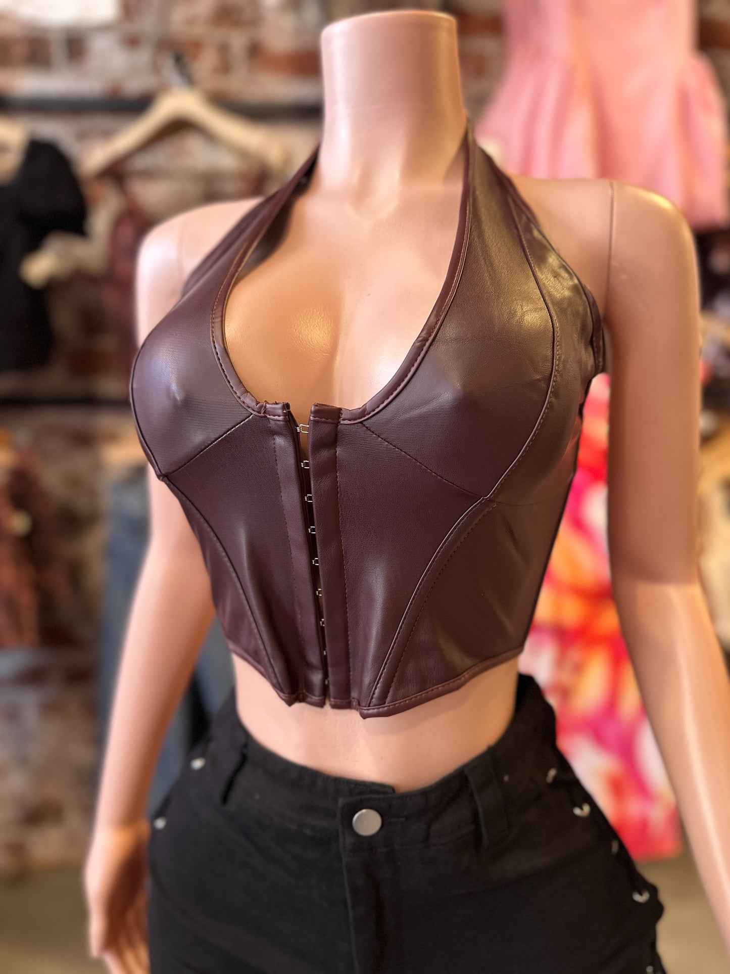 Pleather Corset (Brown)