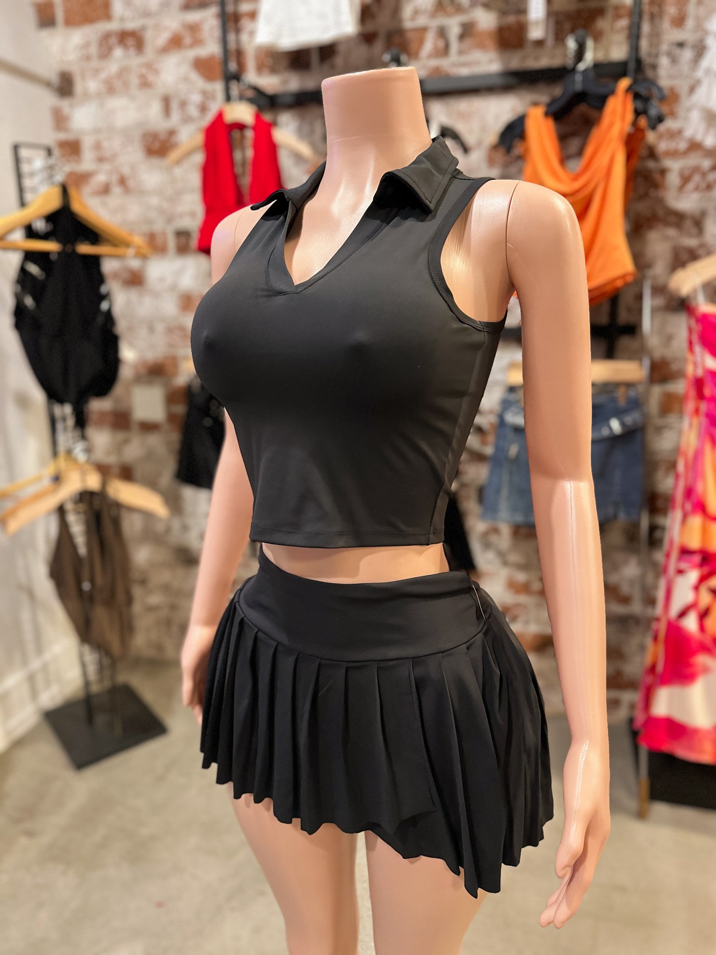 Black Pleated Set