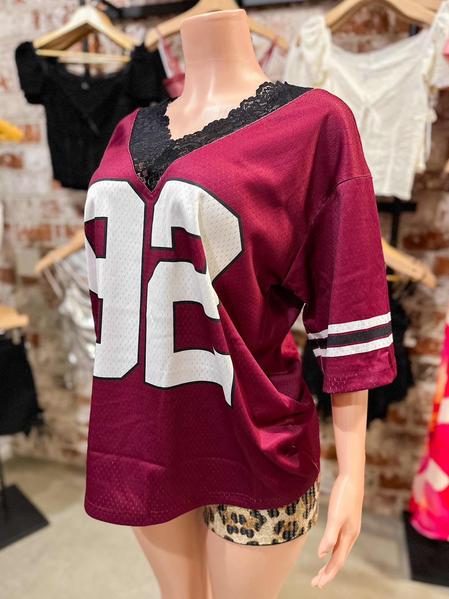 Burgundy Lace Jersey