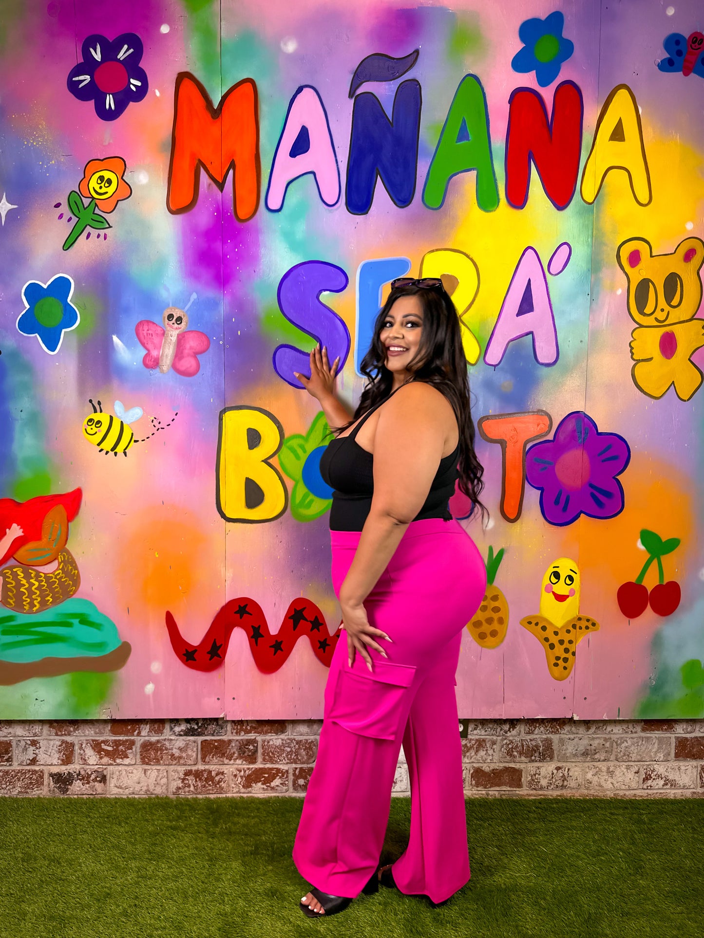 Julie Plus Pants(Black & Fuchsia)
