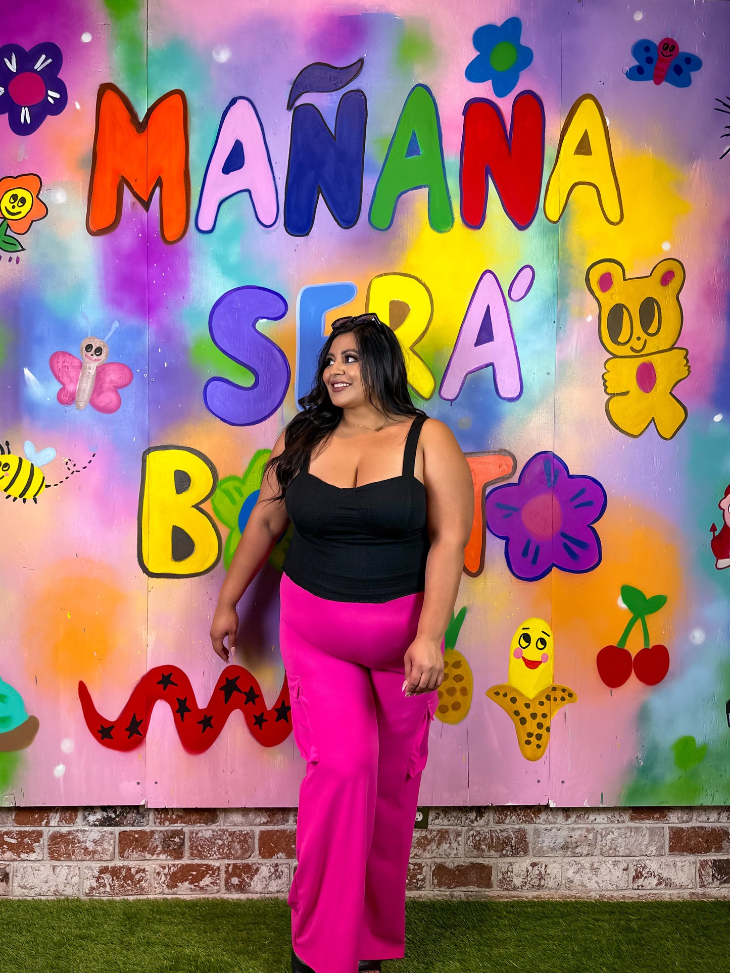 Julie Plus Pants(Black & Fuchsia)