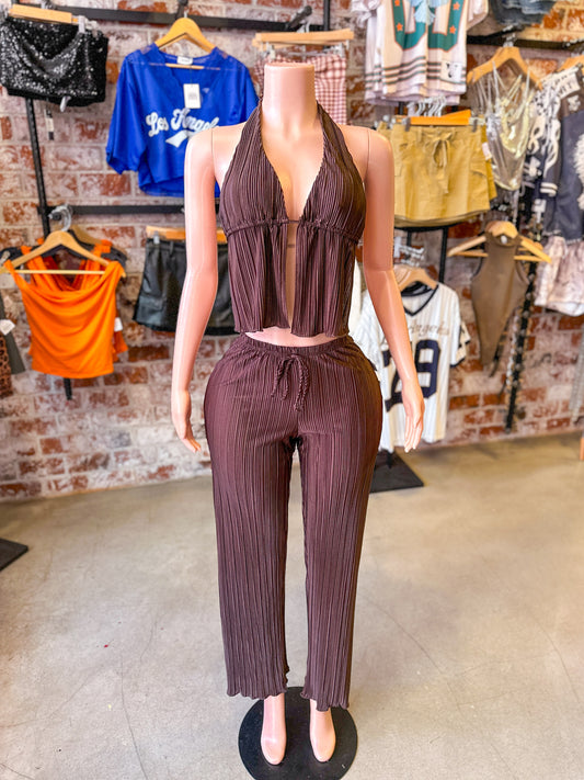 Halter Pants Set (Brown)