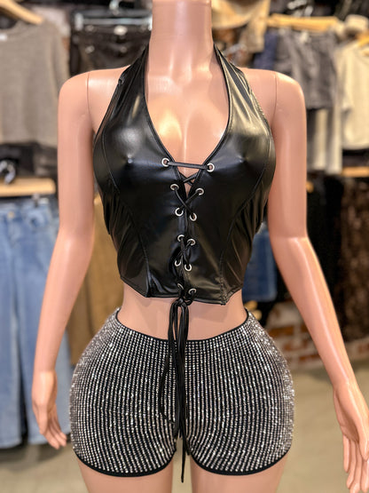 Pleather Halter Top