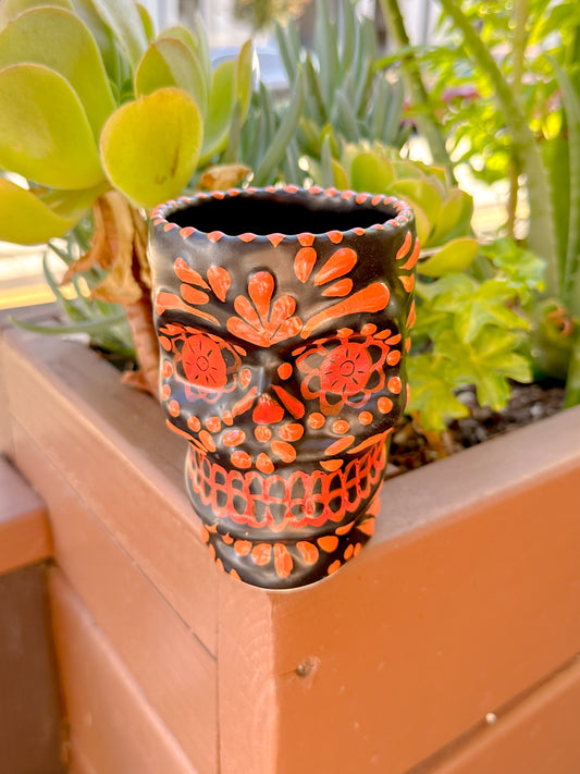 Talavera Medium Skull (Black & Orange)