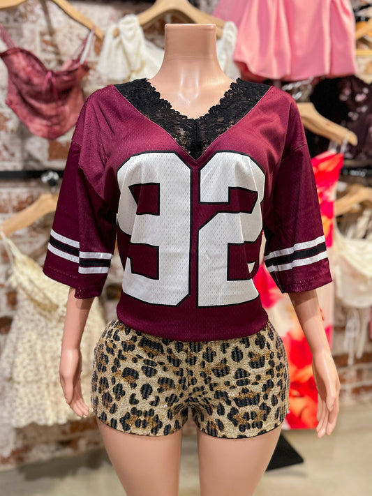 Burgundy Lace Jersey