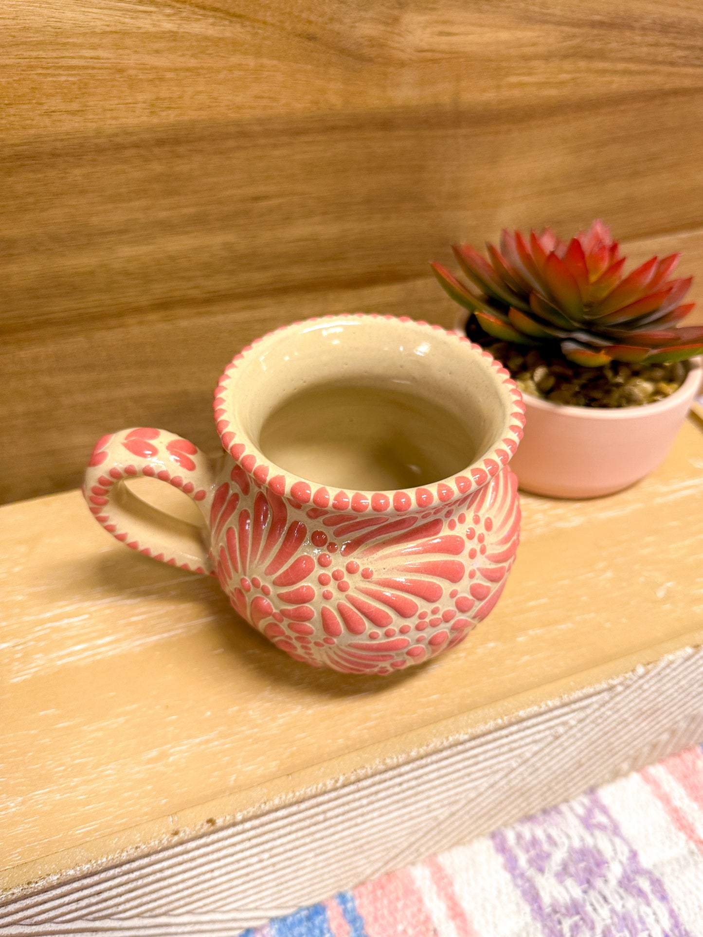 Talavera Jarrito Mug (Dusty Rose & Cream)