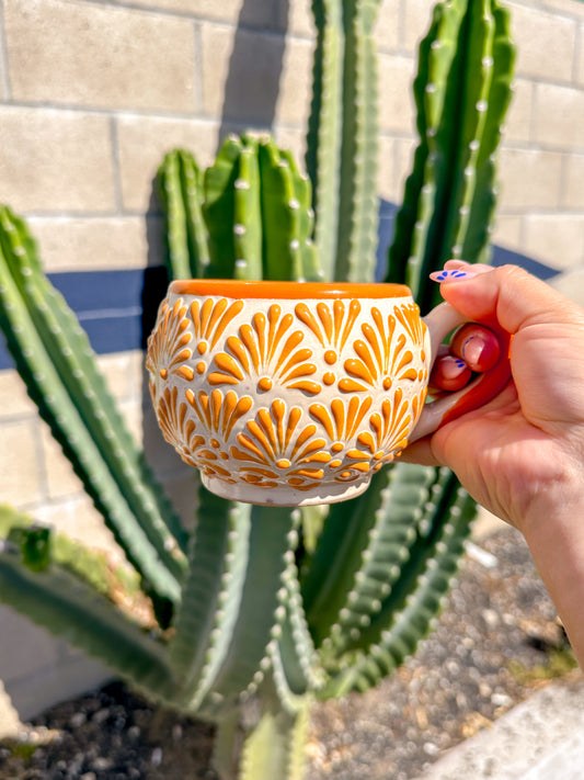 Talavera Low Regular Mugs (Orange & Cream)