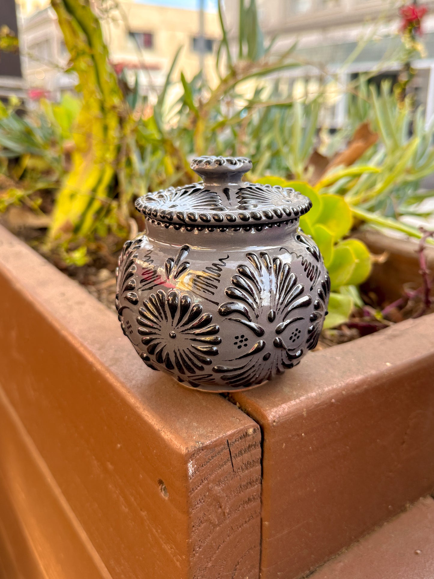 Talavera Small Sugar Bowl (Grey & Black)