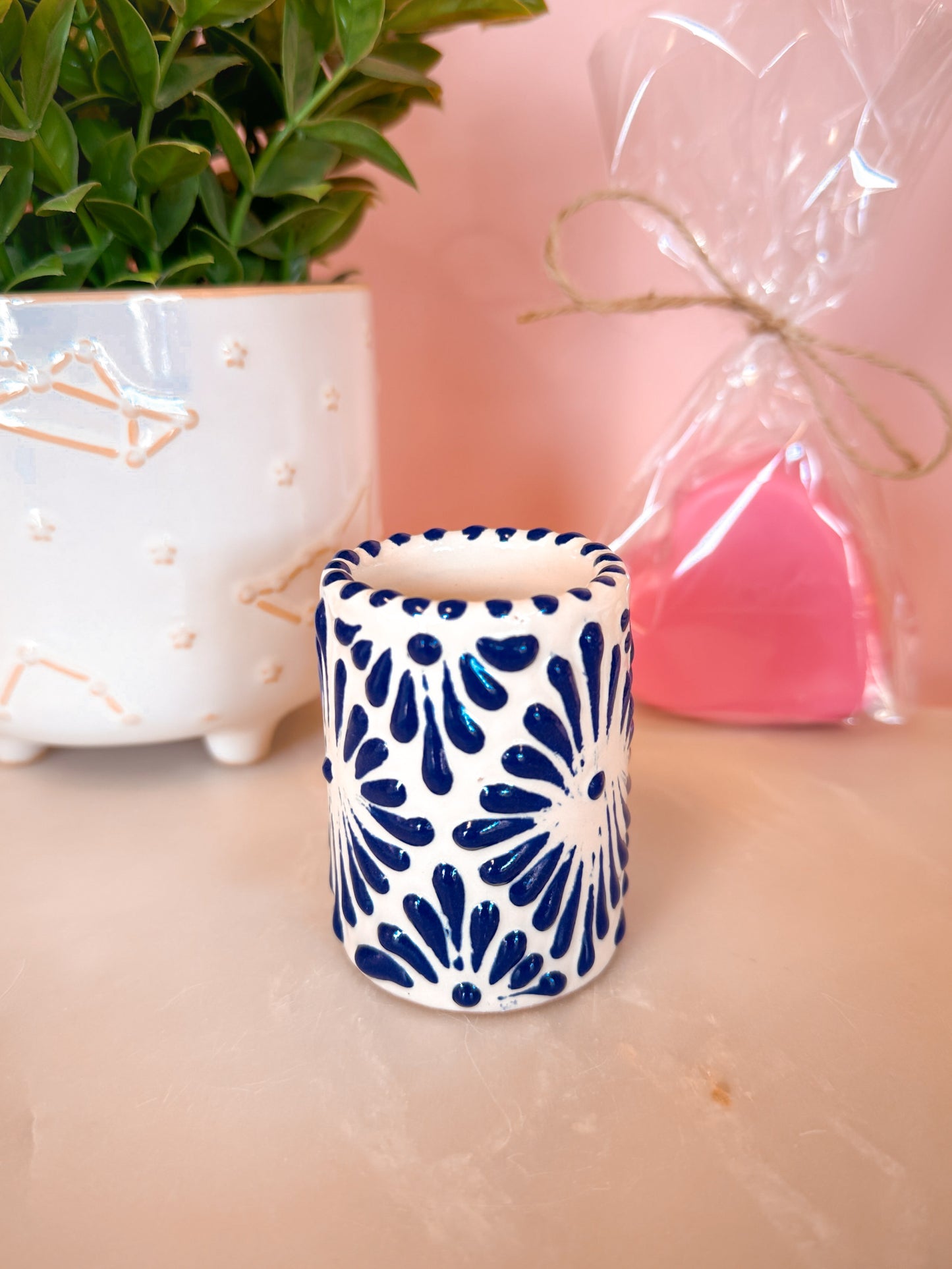 Artisanal Circle Shot Glass (Dark Blue & Cream)