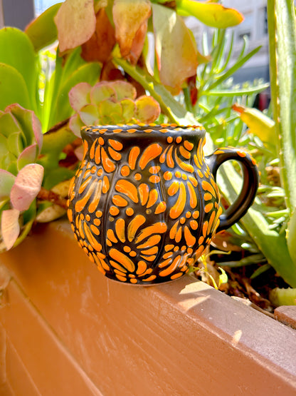 Talavera Jarrito Pumpkin Mug (Black & Orange)