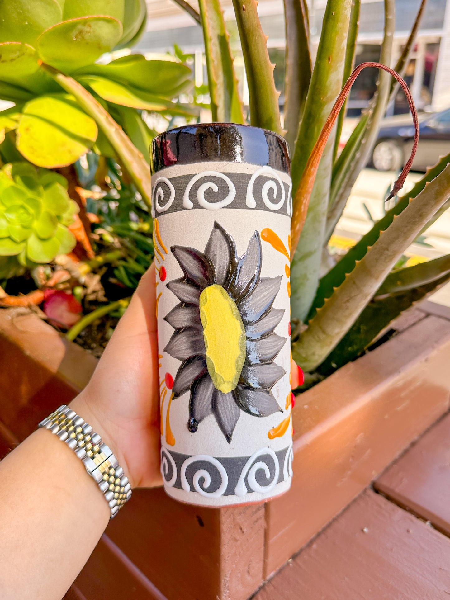 Artisanal Vaso/Vase (Black & Sunflower)