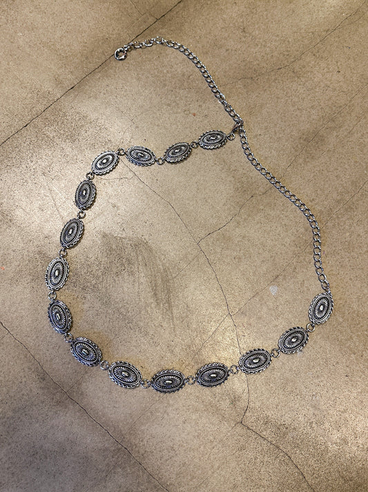 Buckle Mini Chain Belt (Silver)