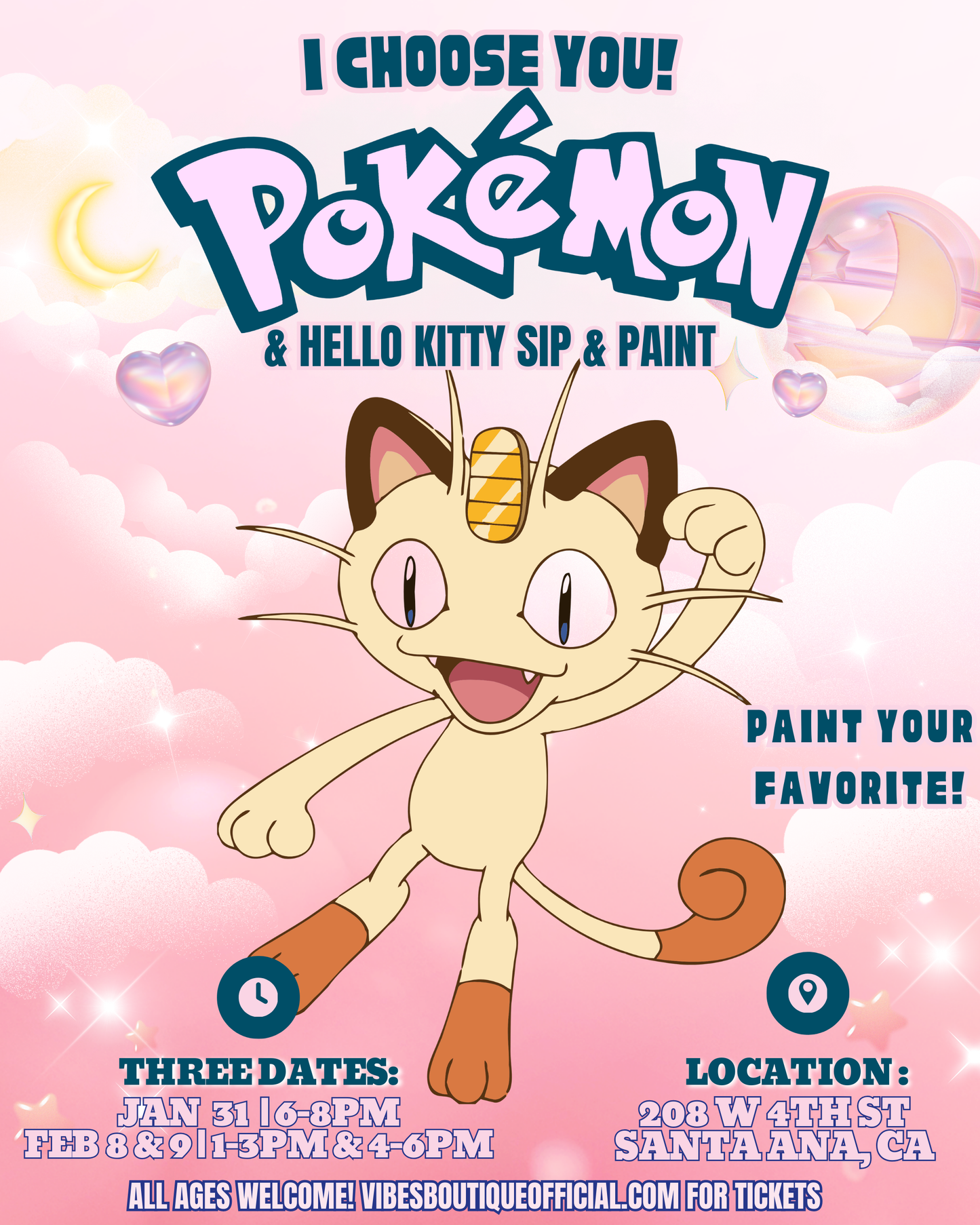 Hello Kitty Pokemon Sip & Paint (2/7-2/9)