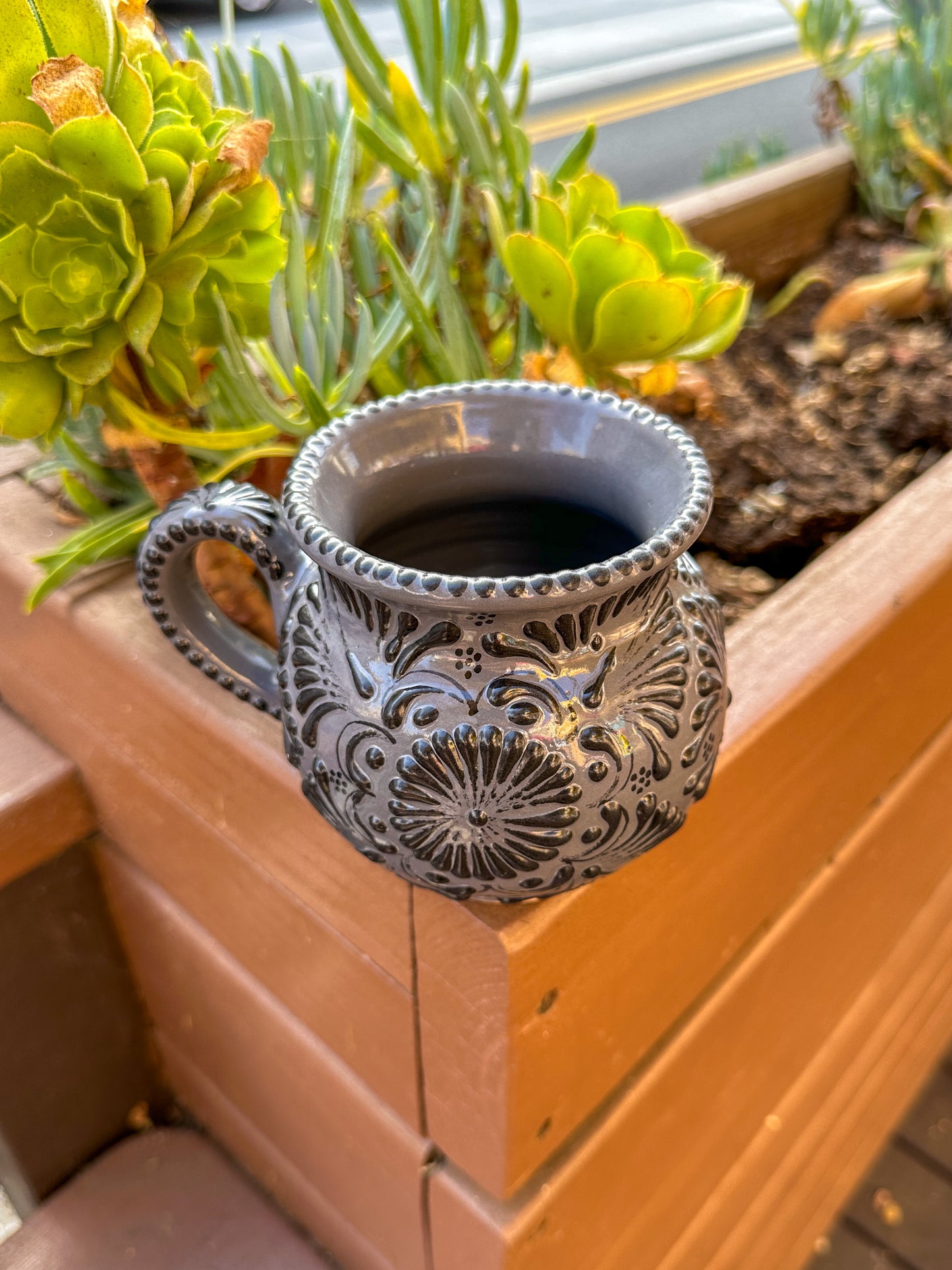 Talavera Jarrito Mug (Black & Grey)