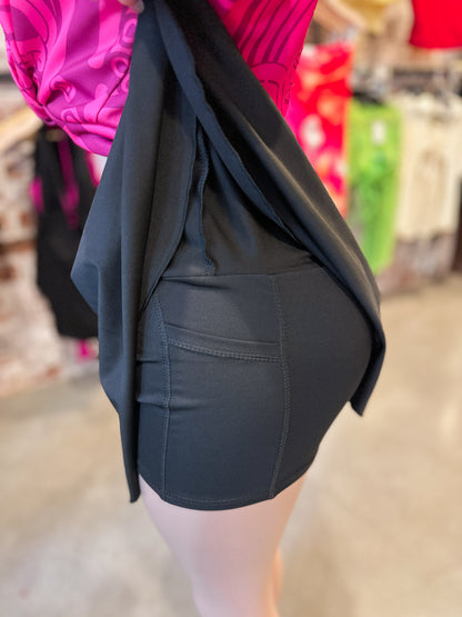 Black Flow Skirt With Shorts