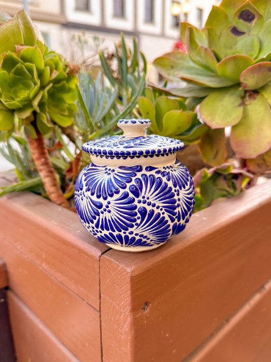 Talavera Small Sugar Bowl (Blue & Cream)