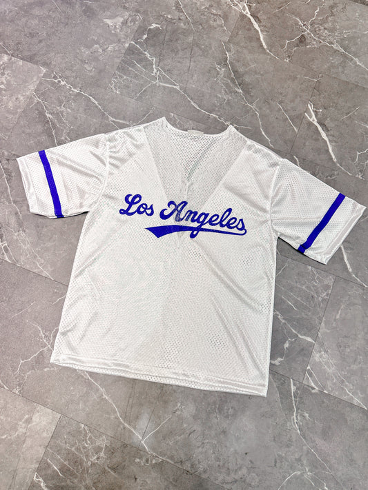 White/Blue Lace Jersey