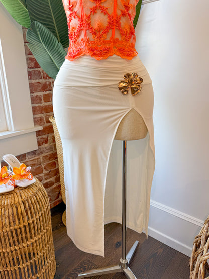Tropical White Skirt