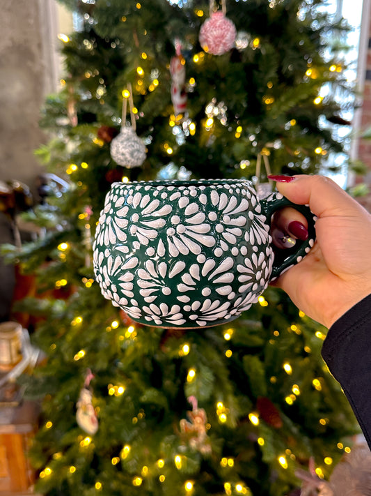 Talavera Low Regular Mug (Forest Green & White)