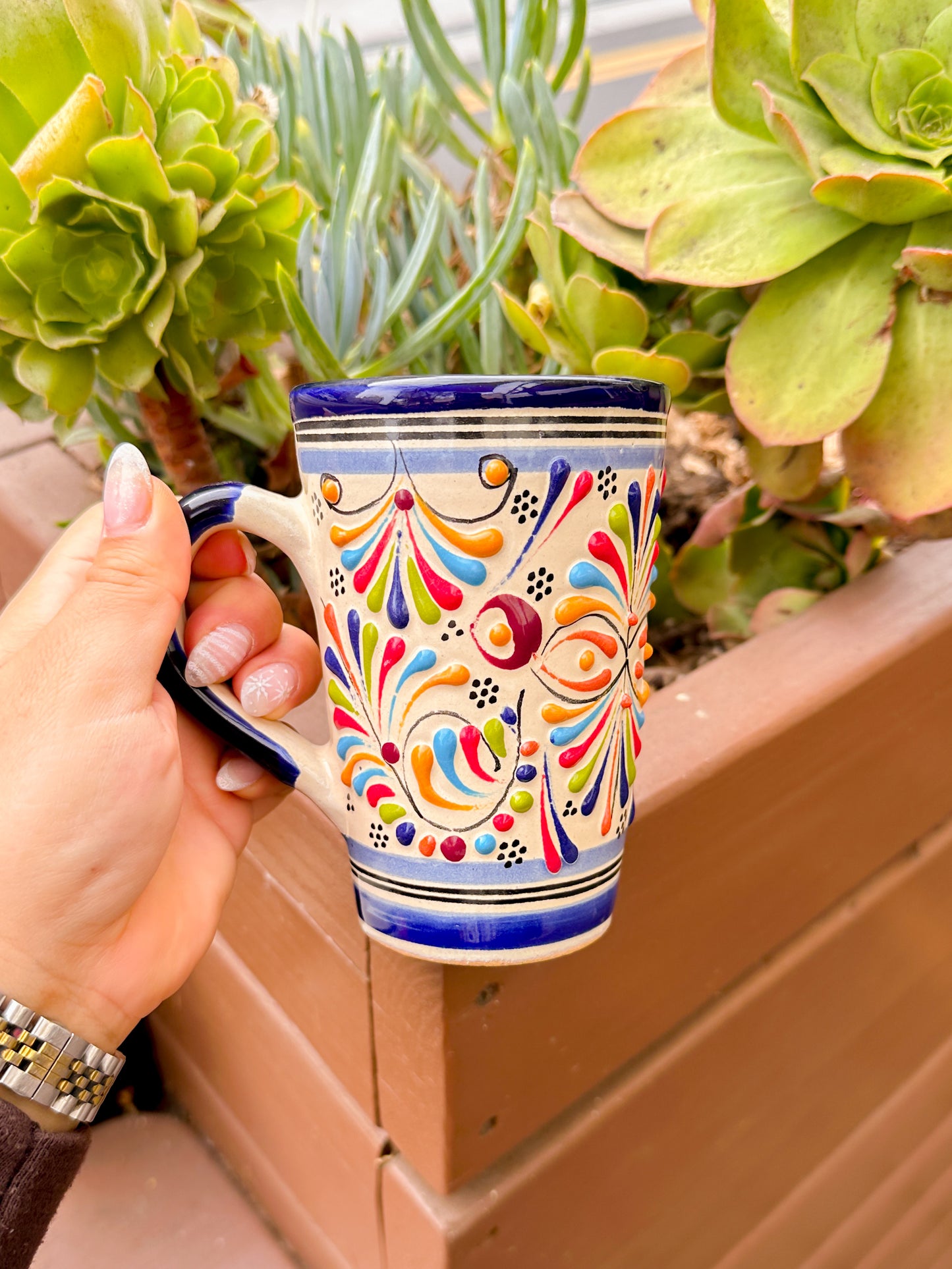 Talavera Tumbler With Handle (Fiesta)