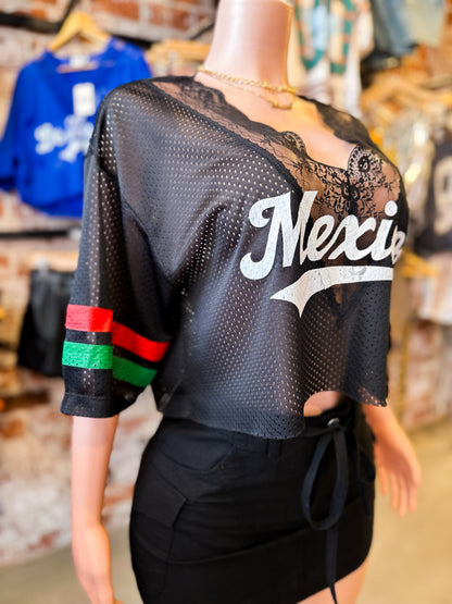 Mexico Lace Crop Jersey (Black) (Pre-order shipping in 10/5/25)