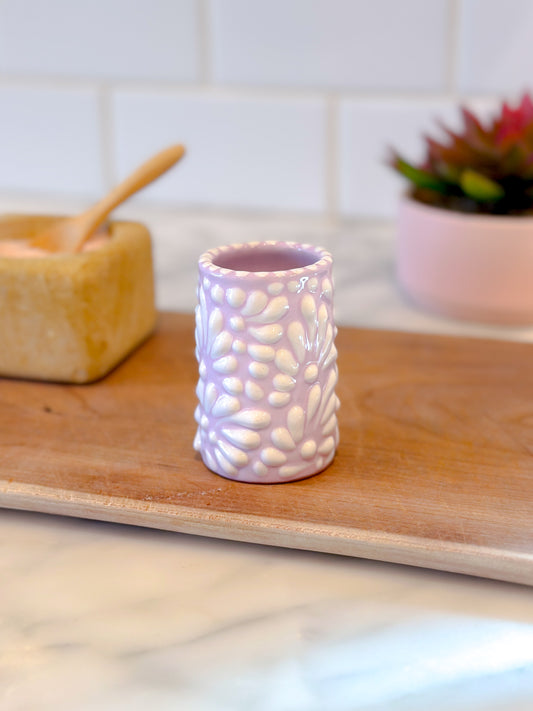 Talavera Shot Glass (Light Purple & White)