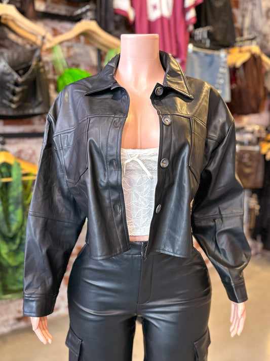 Pleather Crop Jacket