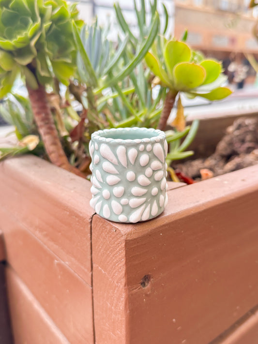 Talavera Mini Shot Glass (Teal & White)