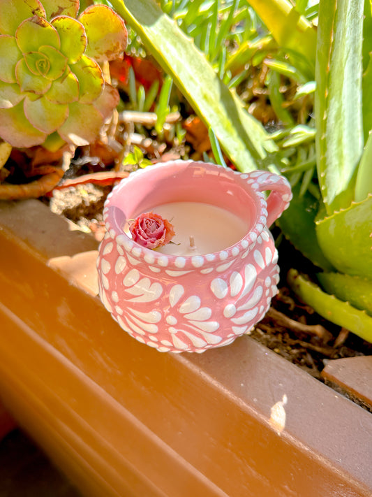 Talavera Small Jarrito Candle (Pink)