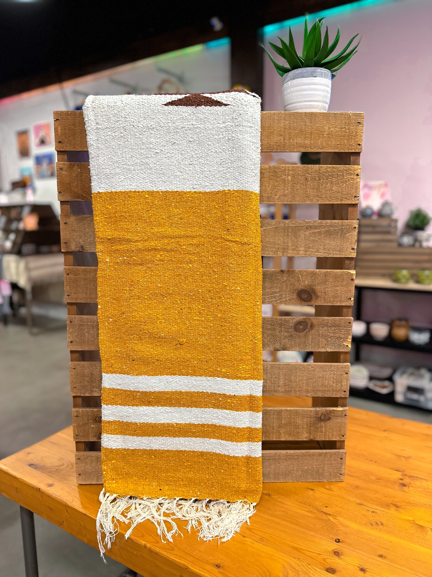 Mexican Woven Blanket (Mustard)