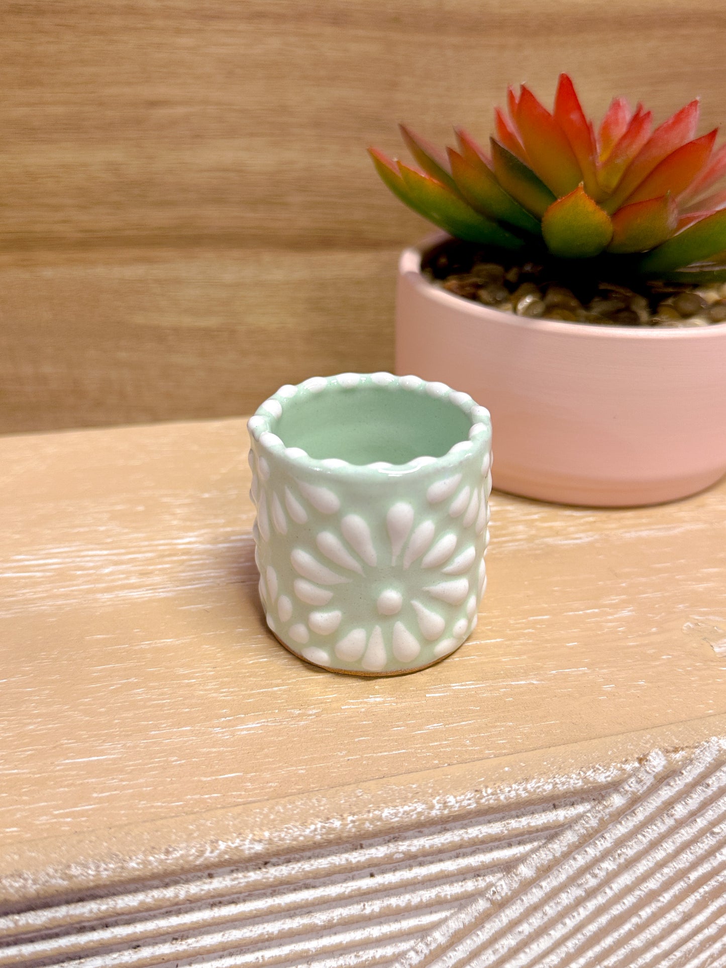 Talavera Mini Shot Glass (Mint & White)