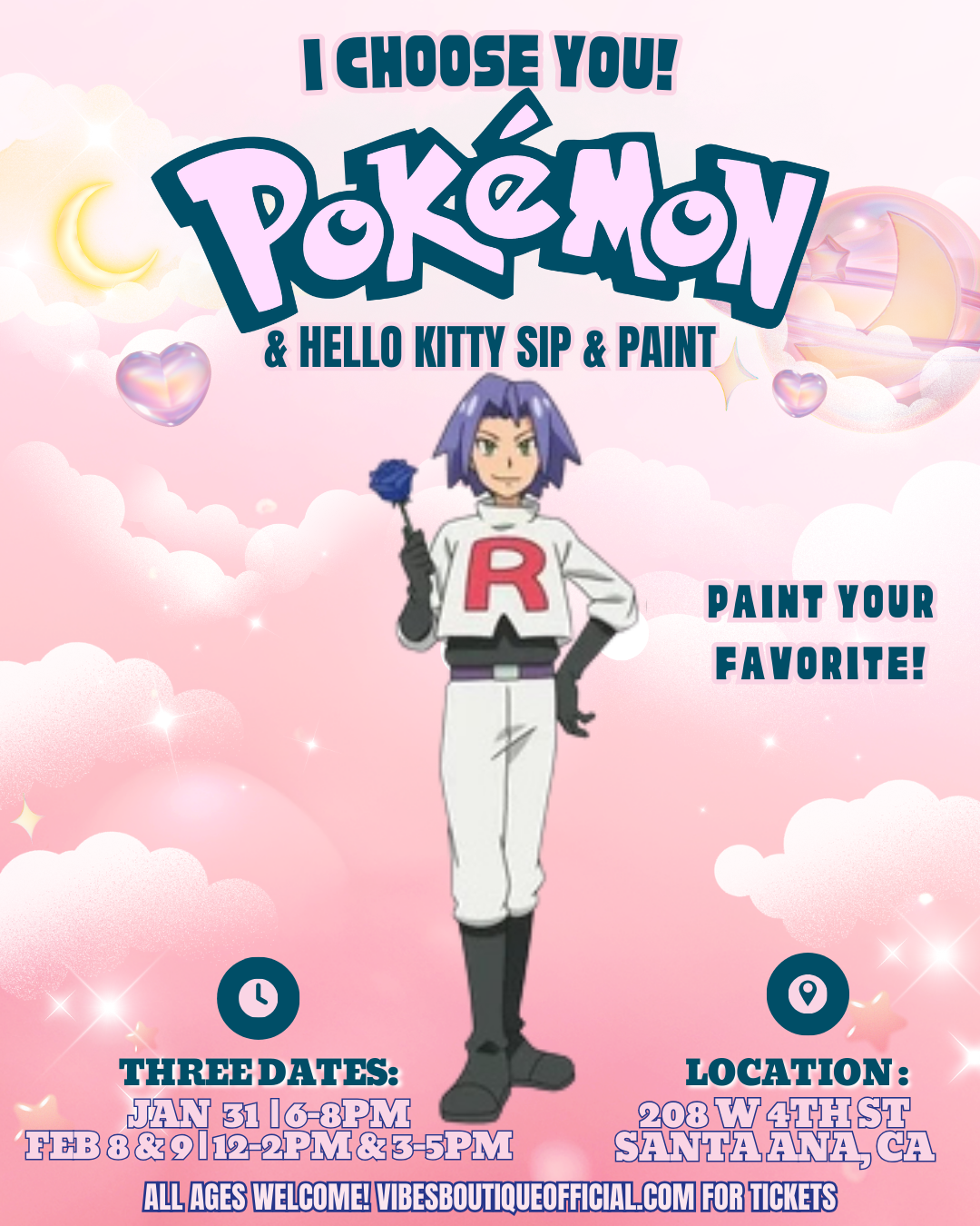 Hello Kitty Pokemon Sip & Paint (2/7-2/9)