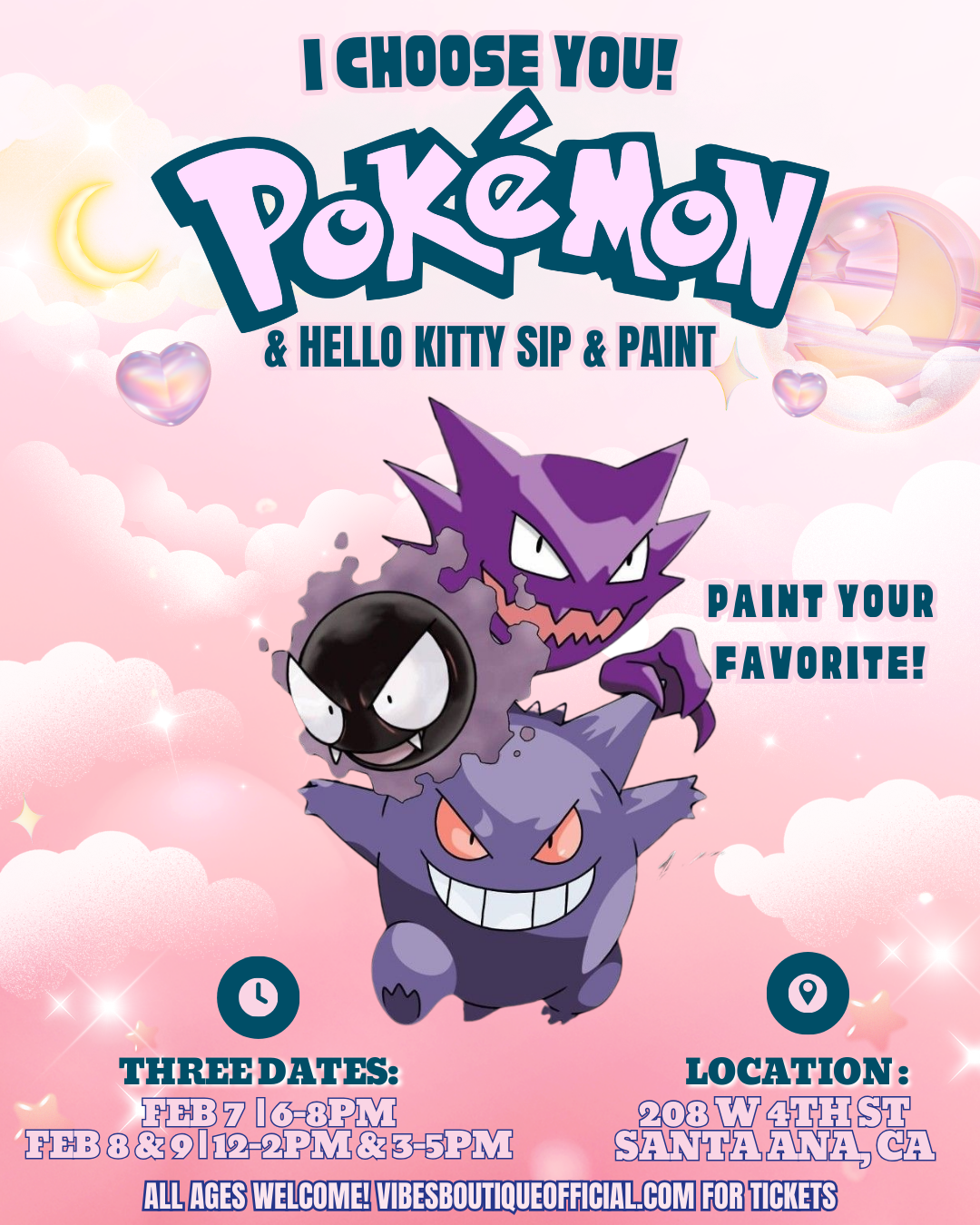 Hello Kitty Pokemon Sip & Paint (2/7-2/9)